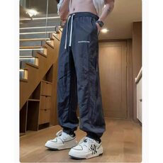2026春秋新款男休闲长裤宽松简约工装伞兵裤拼接潮流直筒裤T，男装休闲裤，星座218-1（原230）
