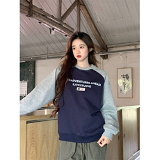 EE074-P65卫衣男女情侣薄款2024潮插肩袖宽松设计感圆领韩版上衣，男装卫衣，星座911-3