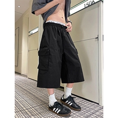M-8XL工装七分裤阔腿裤大码冰丝短裤八分裤子机能马裤DK1302/P48，男装休闲裤，电商B238