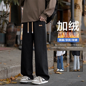 秋冬季美式高街加绒加厚潮牌牛仔裤休闲运动长裤K825-特批37图片