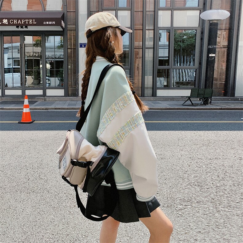 学院风高级感短款棒球服外套女春秋2025新款超火好看小众夹克上衣,女装短外套,2C088