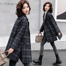 2021冬装新款时尚优雅气质翻领保暖舒适加棉毛呢外套，女装毛呢外套，冬木谷雨