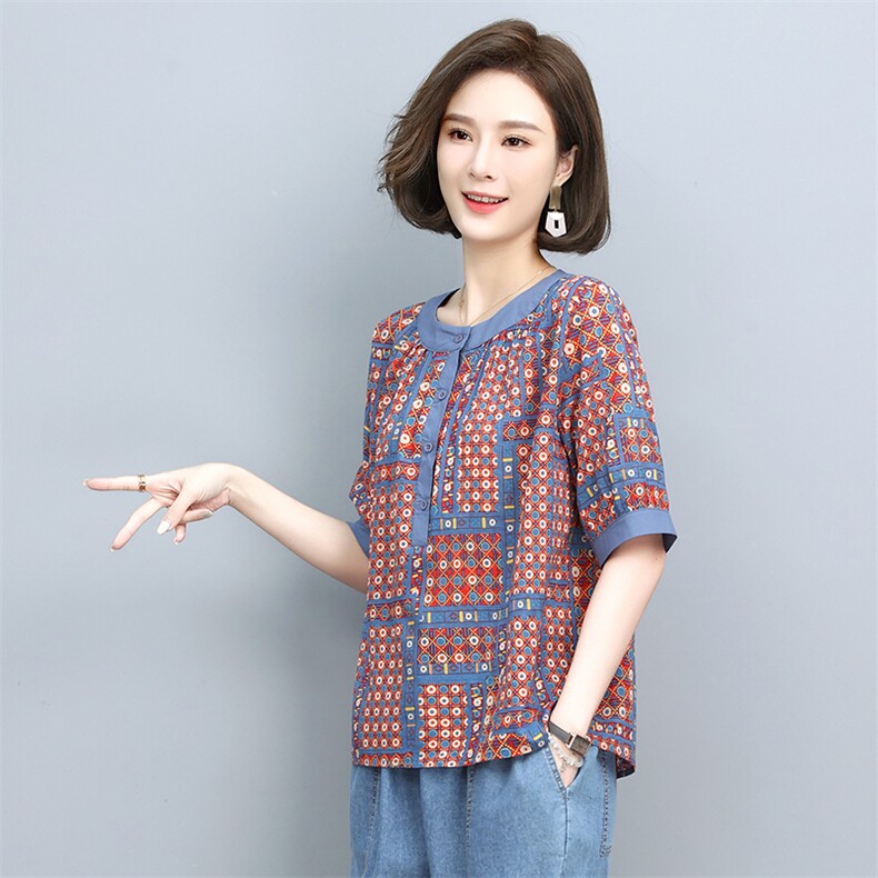 2025夏季新款时尚宽松棉质短袖T恤女,女装T恤,依恋蒂丝