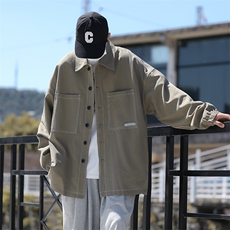 男夹克衫工装风翻领百搭休闲贴标外套学生衣服潮JK031-P48，男装夹克，星座308B-1