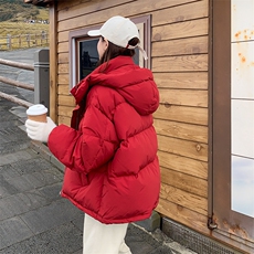 本命新年红色短款羽绒服女2024冬季新款韩系小个子时尚白鸭绒外套，女装羽绒服，辉之琳