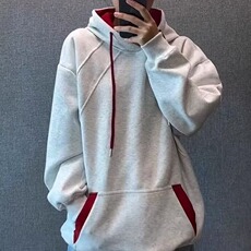 HK04-P43美式复古撞色男女休闲连帽卫衣外套女春秋季宽松，女装短外套，电商B323A