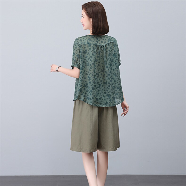 苎麻套装女2023新款夏季小个子显高妈妈阔太太气质洋气减龄两件套,女装套装/套裙,忆绮罗