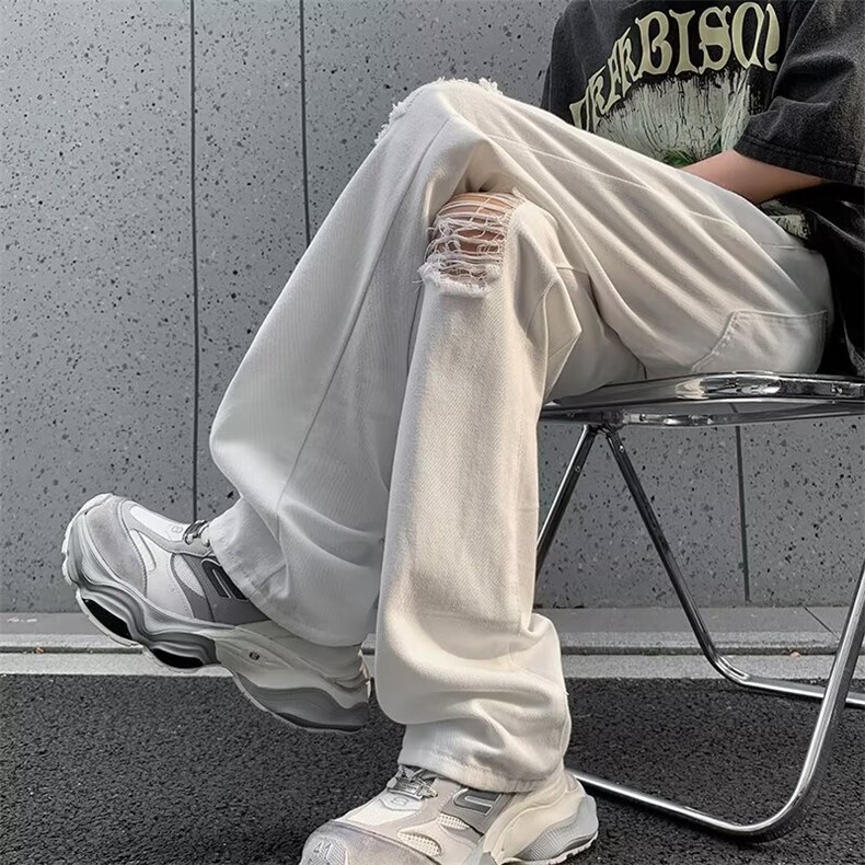 裤子男夏季薄款高级感痞帅垂感直筒阔腿休闲长裤N6218,男装休闲裤,星座1116A-1（原606A）