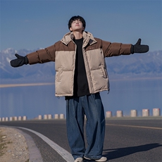 B225-W8622-P118-X148-撞色拼接连帽棉服-聚酯纤维，男装棉衣，电商B225