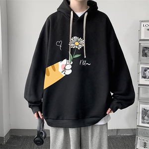 WY2265-P35 加绒款-P40 纯棉连帽卫衣男大码运动帽衫宽松薄外套男图片