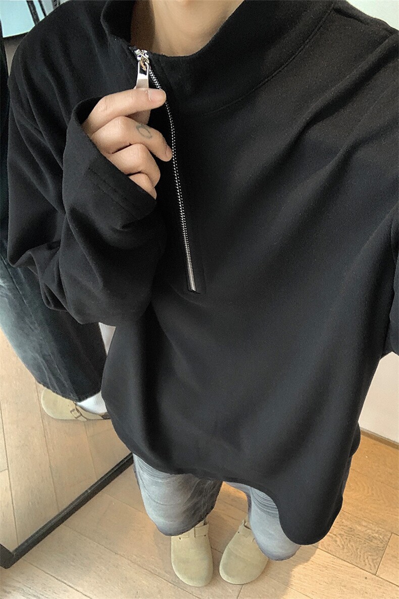 冬季德绒打底衫半高领拉链秋季情侣内搭长袖T恤卫衣男女S357-P38,男装T恤,电商A233-1