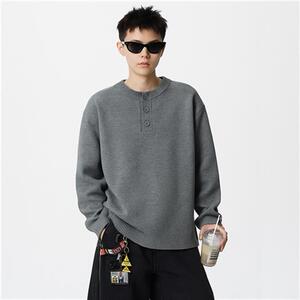 重磅76313-P70秋冬新款休闲亨利领毛衣外套男加厚针织打底衫图片