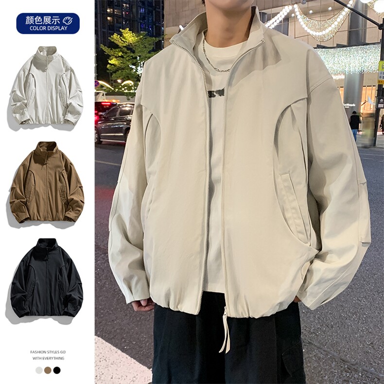 现货美式蝙蝠袖立领夹克外套男2026新款短款外套JK02636-P75图片
