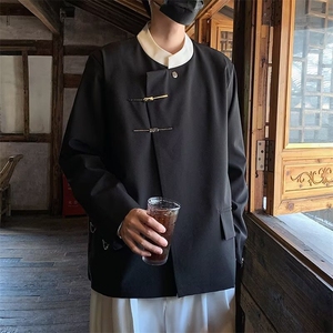 新中式风立领西装男女外套小众设计感金属扣休闲上衣西服-XY75图片