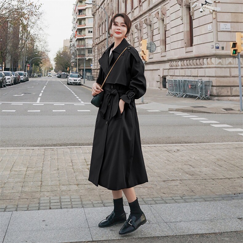 【现货主推经典风衣】春秋大码中长款风衣2C187-2002-P145-K218,女装风衣,2C187
