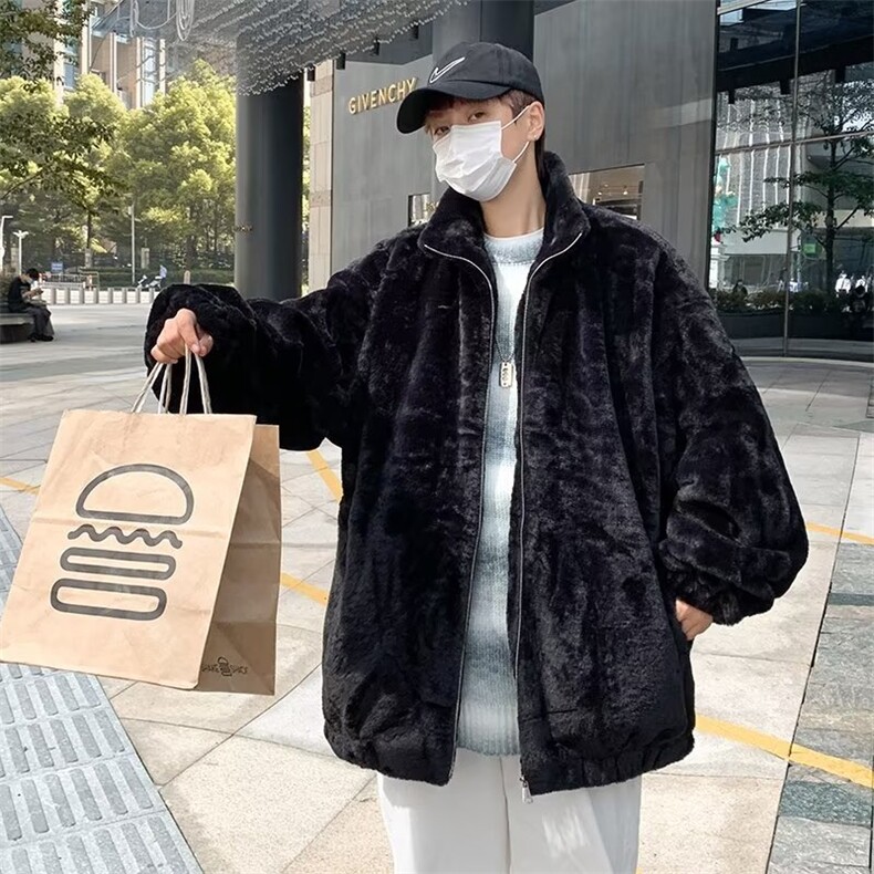 秋冬季毛茸茸软糯棉服男ins潮牌宽松棉衣外套韩版棉袄W4151-P52,男装棉衣,星座412-3