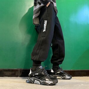 2021夏季新束脚休闲裤港风男条纹印花大码学生九分运动卫裤K69P40,爱豆时尚穿搭发色图片