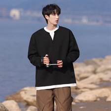 假两件华棉卫衣大码M-5XL表面棉底部聚酯纤维WY77961P48，男装卫衣，星座227-7