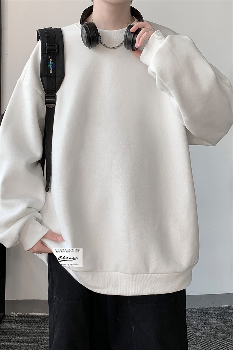 圆领卫衣男大码加厚加绒长袖t恤男S6062-P28加绒款-P33,男装卫衣,电商A040