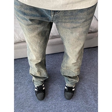 美式复古做旧牛仔裤男女高街潮牌设计感工装长裤N7268-P40，男装牛仔裤，星座208-5
