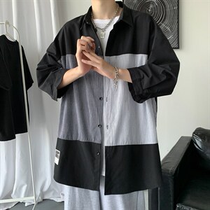 短袖衬衫夏季潮衬衣日系痞帅外套港风休闲上衣服A161-2-CT505-P45，男装T恤，电商A161-2