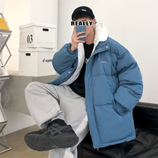 港风ins撞色拼接拼料厚款保暖连帽情侣棉服A071-Y281-P130，男装棉衣，电商A071