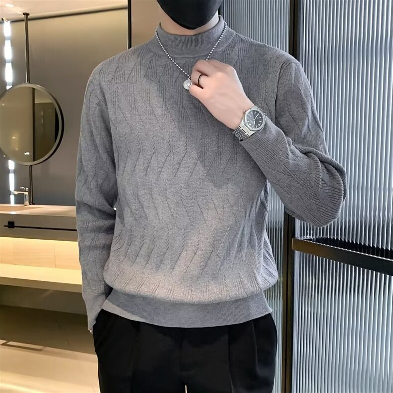 半高领毛衣男秋冬季厚款宽松保暖中领打底毛线衣针织衫男M828,男装针织衫/毛衣,星座1116A-2（原606A-1）