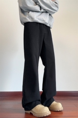 美式黑色微喇牛仔裤男秋季高街vibe裤子高个子加长修身显瘦直筒裤，男装牛仔裤，电商A001-1