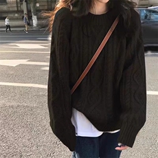 2025年秋季新款百搭女士麻花女士长袖套头衫，女装针织衫/毛衣，硕彦羊绒