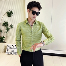 301A-1/H502/P55男士秋季新款韩版修身纯色长袖衬衫男工艺款衬衣，男装衬衫，星座301A-1