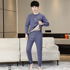 男士秋衣秋裤青少年学生保暖内衣加绒加厚套装TZ1103-P67，男装休闲套装，星座310B-3