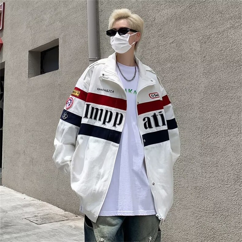 美式高街赛车服男外套上衣服潮流情侣痞帅机车夹克JK42-P73,男装夹克,星座308B-2