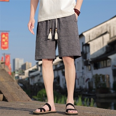 夏季棉麻男士风休闲裤短裤男装五分男装复古A266-1-KZ883-P40，男装牛仔裤，电商A266-1