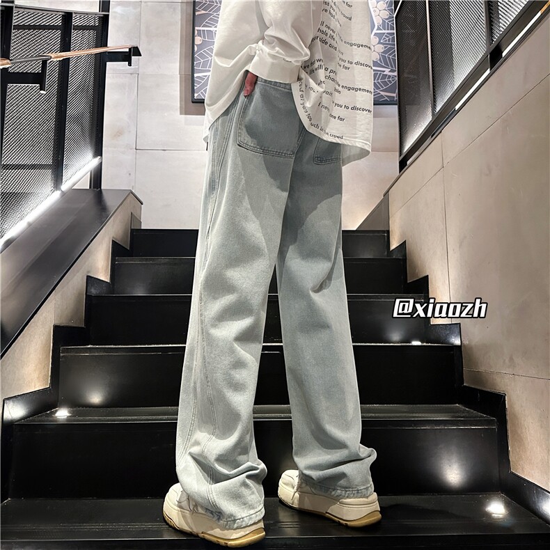 XZ616秋季重磅设计感贴标分割休闲牛仔长裤TY1010特P65控78,男装休闲裤,星座512A（原616）