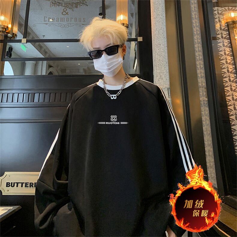 抖音得物供货提供视频秋冬重磅美式宽松织带圆领卫衣0311,男装卫衣,电商A486
