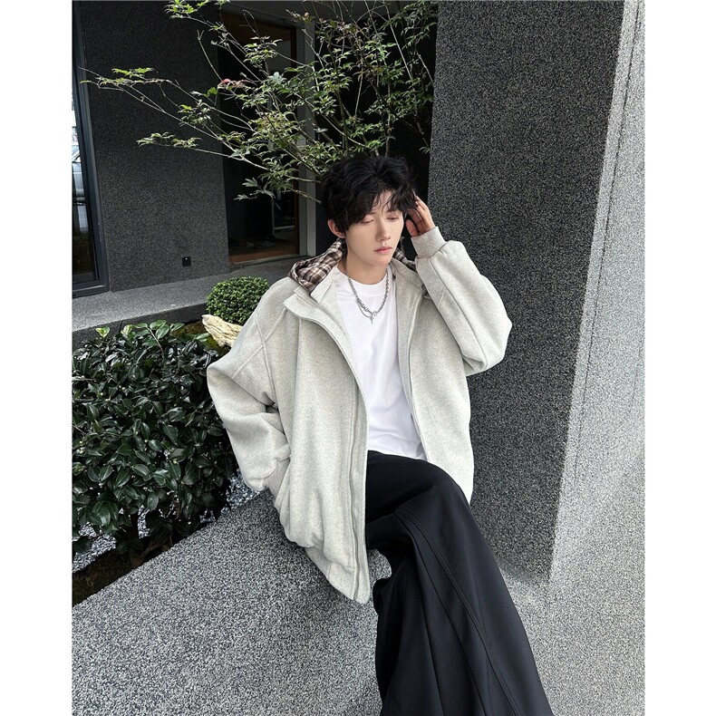 美式秋冬季2024假两件格子连帽棉服M8562-P93,男装夹克,星座1109-3