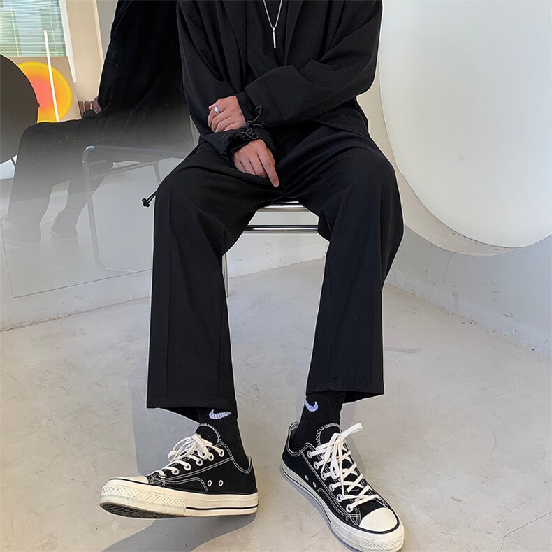 港风休闲长裤男韩版潮流宽松直筒阔腿百搭痞帅垂感西裤X9099-p38，男装西裤，星座1008-2