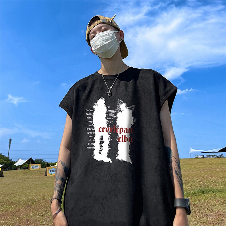 量大优供视频得物直播品230克夏季麂皮绒背心无袖T恤BJ279，男装背心/马甲，电商A486