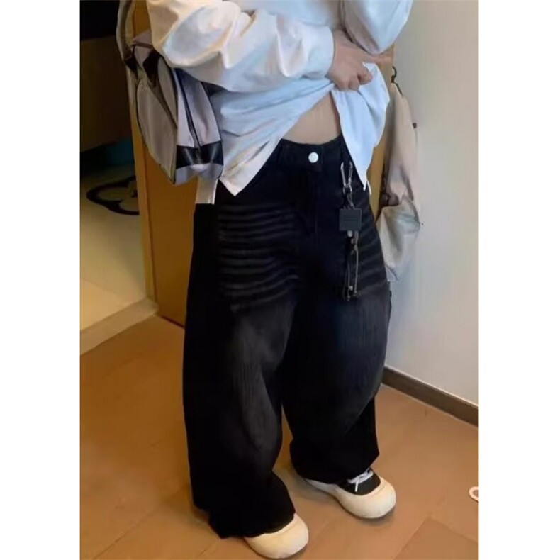 黑色弯刀牛仔裤男秋季新款设计感宽松显瘦垂感阔腿裤NZ133,男装牛仔裤,星座1116A（原606A-3）
