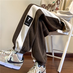 K77 P50控68 秋季新款欧棉绒裤子男宽松束脚裤男卫裤男裤图片