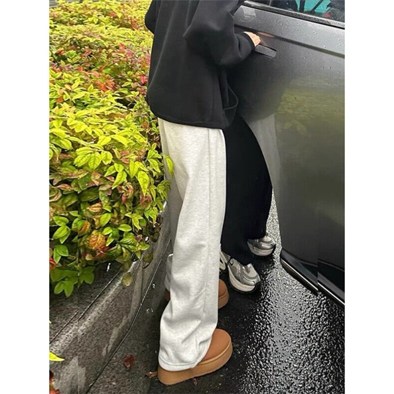 vocal白灰色直筒卫裤男款春秋薄款弯刀垂感糯米裤子美式休闲长裤图片