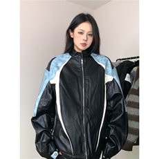 秋冬美式vintage赛车服男皮夹克设计感痞帅机车PU皮外套JK3608，男装夹克，星座516A