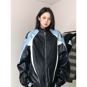 秋冬美式vintage赛车服男皮夹克设计感痞帅机车PU皮外套JK3608图片