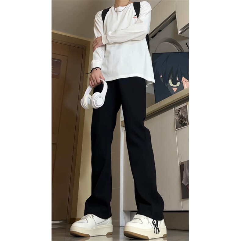 美式ins高街暗黑小众百搭喇叭裤休闲白色牛仔裤K2305-P55,男装牛仔裤,电商A062