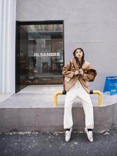 羊羔毛外套，女装，YOUER DENG