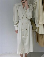 韩系双排扣长裙，其它，驿谷