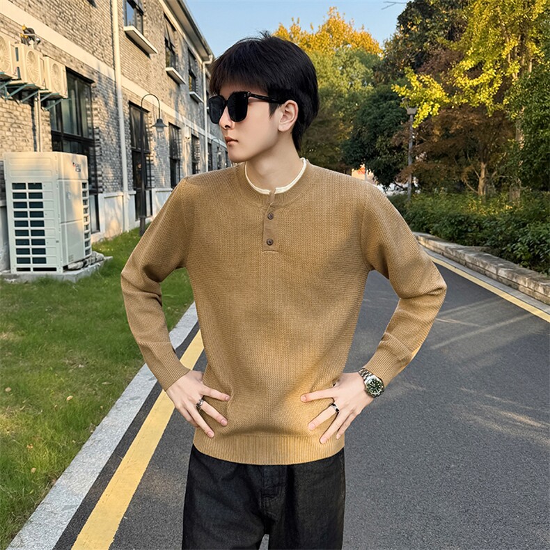 冬季店主风社会小伙痞帅立领假二件针织打底衫毛衣301A-1/M99/P58，男装T恤，星座301A-1