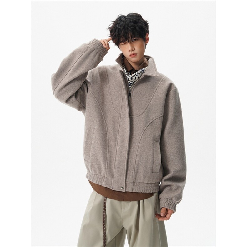 现货秋冬男加厚短款毛呢大衣韩版呢子立领夹克外套812-F672-P118，男装夹克，星座812