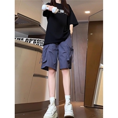 美式复古工装短裤夏季宽松休闲速干运动五分裤，男装牛仔裤，星座506A