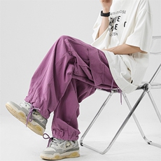 炸街裤子男坠感口袋休闲裤欧美hiphop宽松束脚抽绳工装裤AK73-P45，男装休闲裤，星座1008